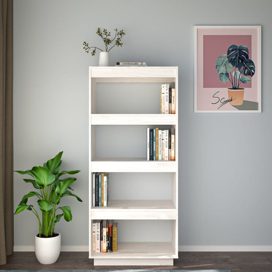 Boekenkast/Kamerscherm Massief Grenenhout 60 x 35 x 135 cm Wit