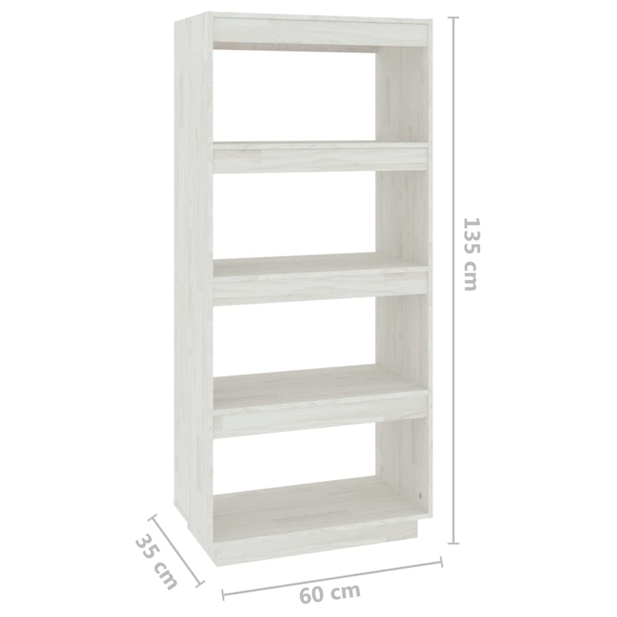 Boekenkast/Kamerscherm Massief Grenenhout 60 x 35 x 135 cm Wit