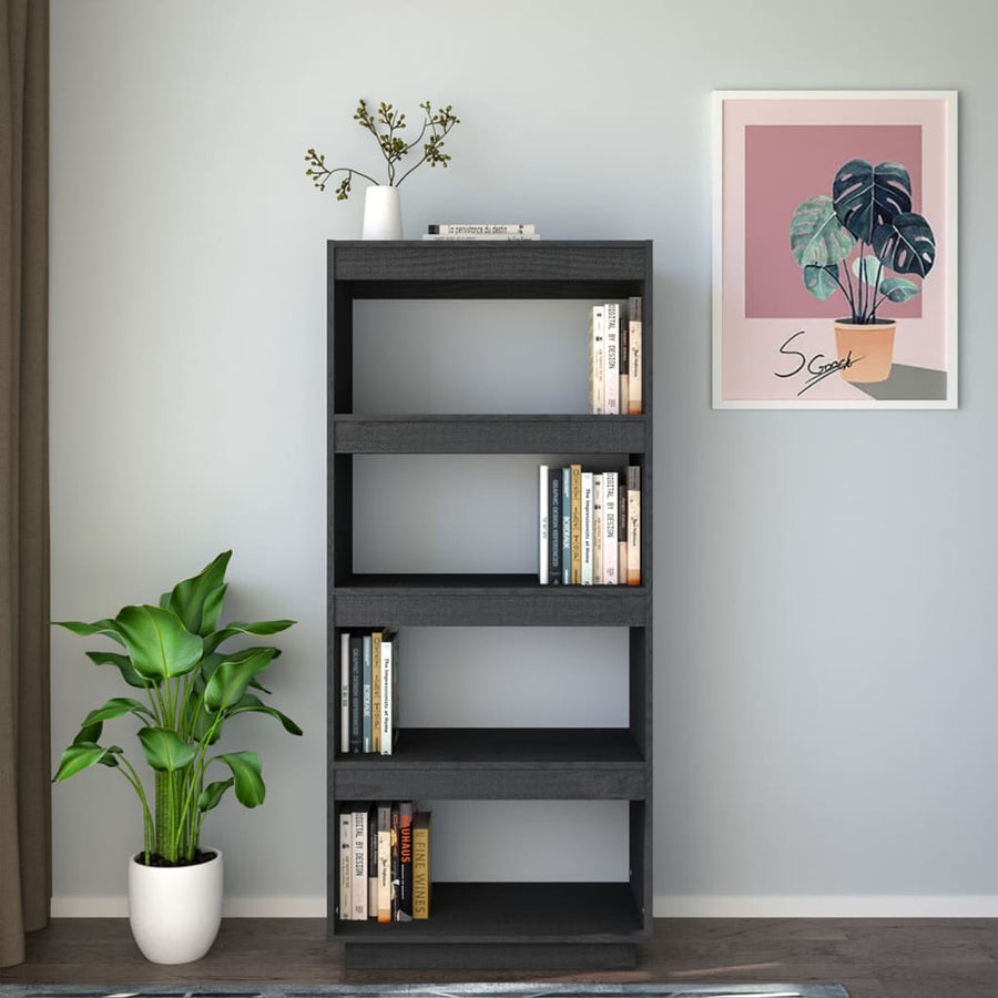 Boekenkast/Kamerscherm Massief Grenenhout 60 x 35 x 135 cm Grijs