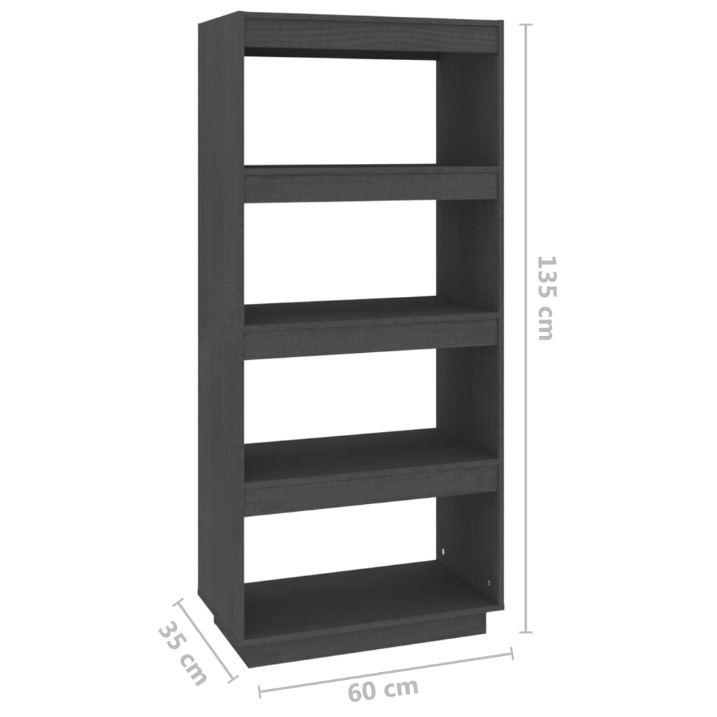 Boekenkast/Kamerscherm Massief Grenenhout 60 x 35 x 135 cm Grijs