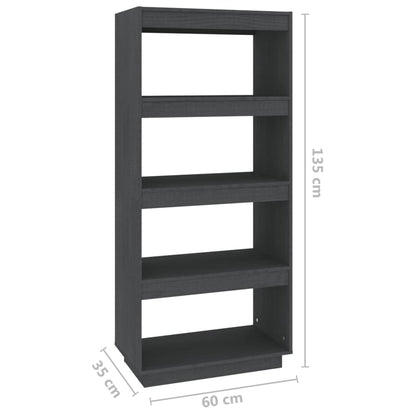 Boekenkast/Kamerscherm Massief Grenenhout 60 x 35 x 135 cm Grijs
