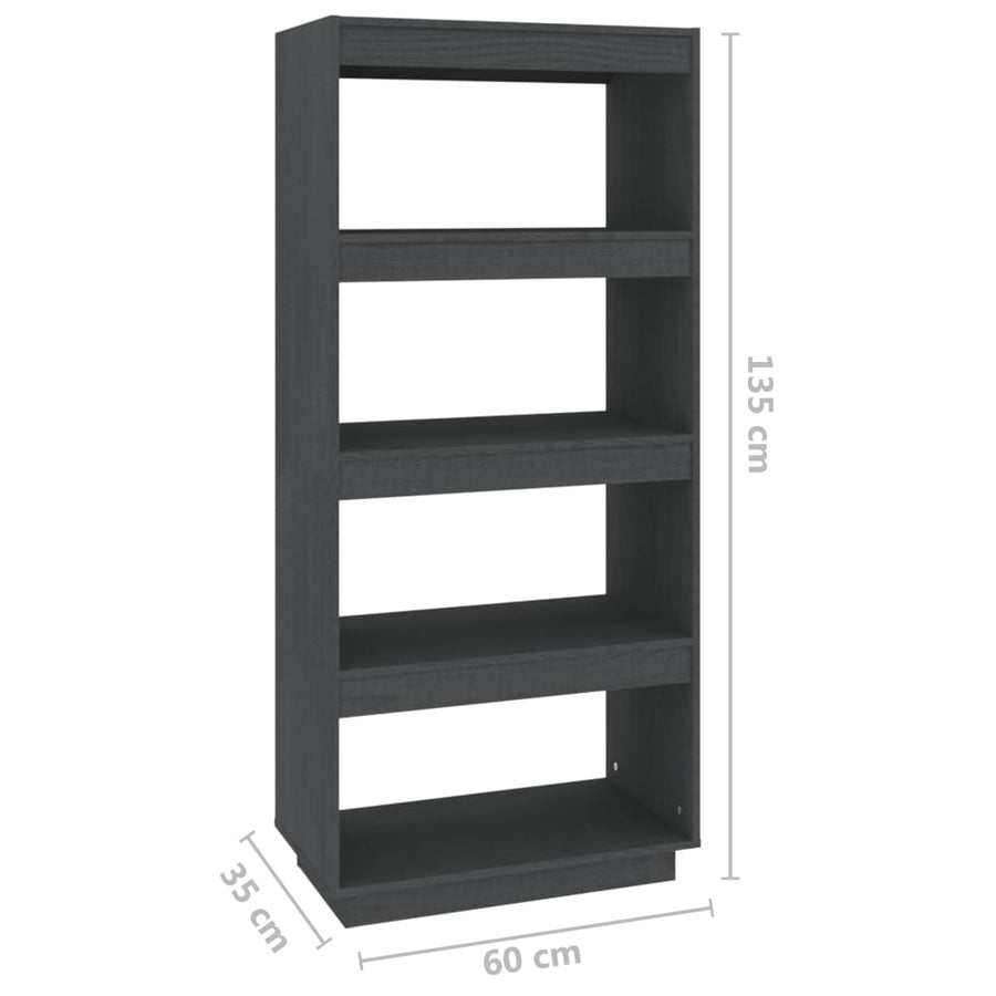 Boekenkast/Kamerscherm Massief Grenenhout 60 x 35 x 135 cm Grijs