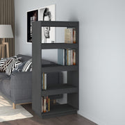 Boekenkast kamerscherm 60x35x135 cm massief grenenhout grijs