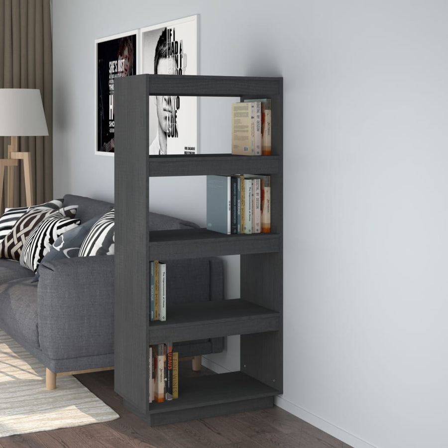 Boekenkast/Kamerscherm Massief Grenenhout 60 x 35 x 135 cm Grijs