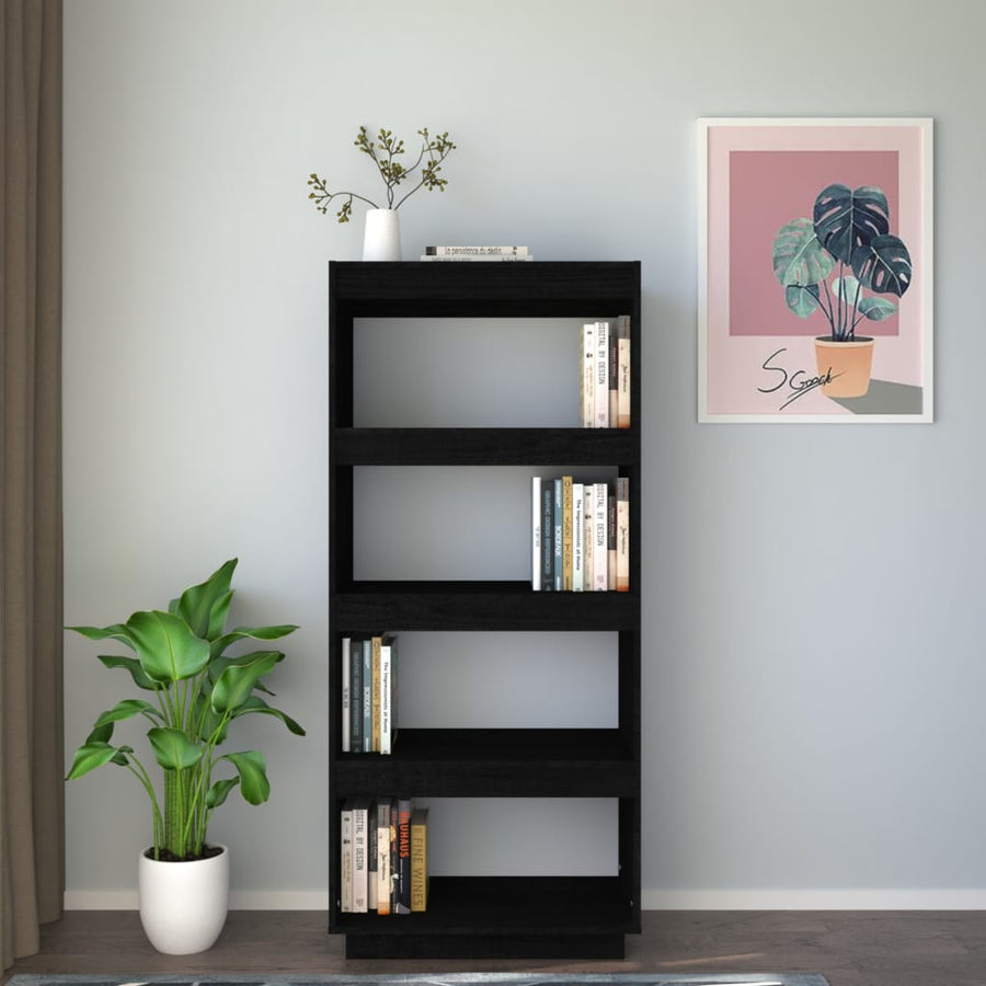 Boekenkast/Kamerscherm Massief Grenenhout 60 x 35 x 135 cm Zwart