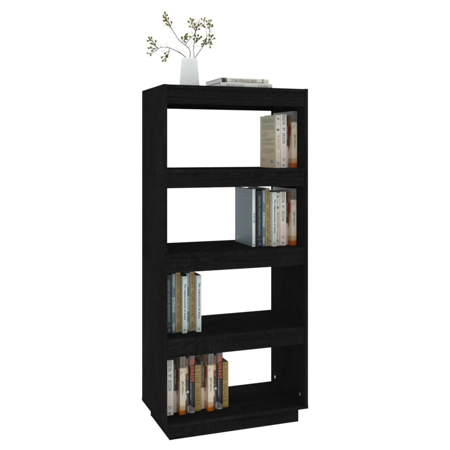 Boekenkast/Kamerscherm Massief Grenenhout 60 x 35 x 135 cm Zwart