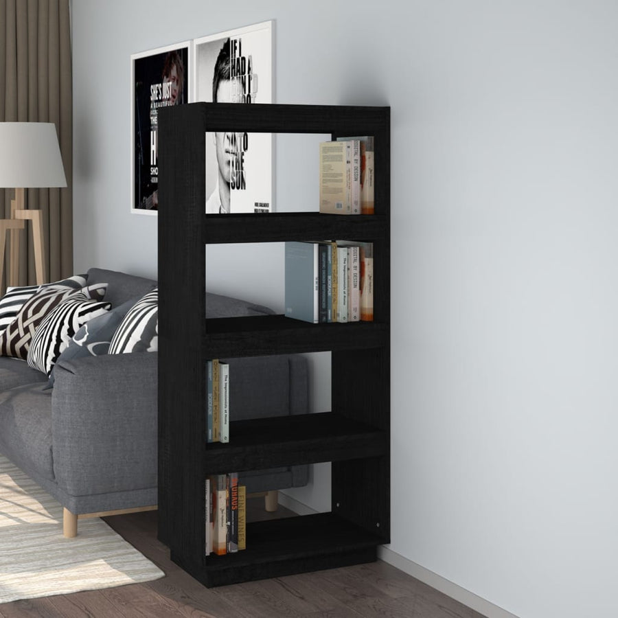 Boekenkast/Kamerscherm Massief Grenenhout 60 x 35 x 135 cm Zwart