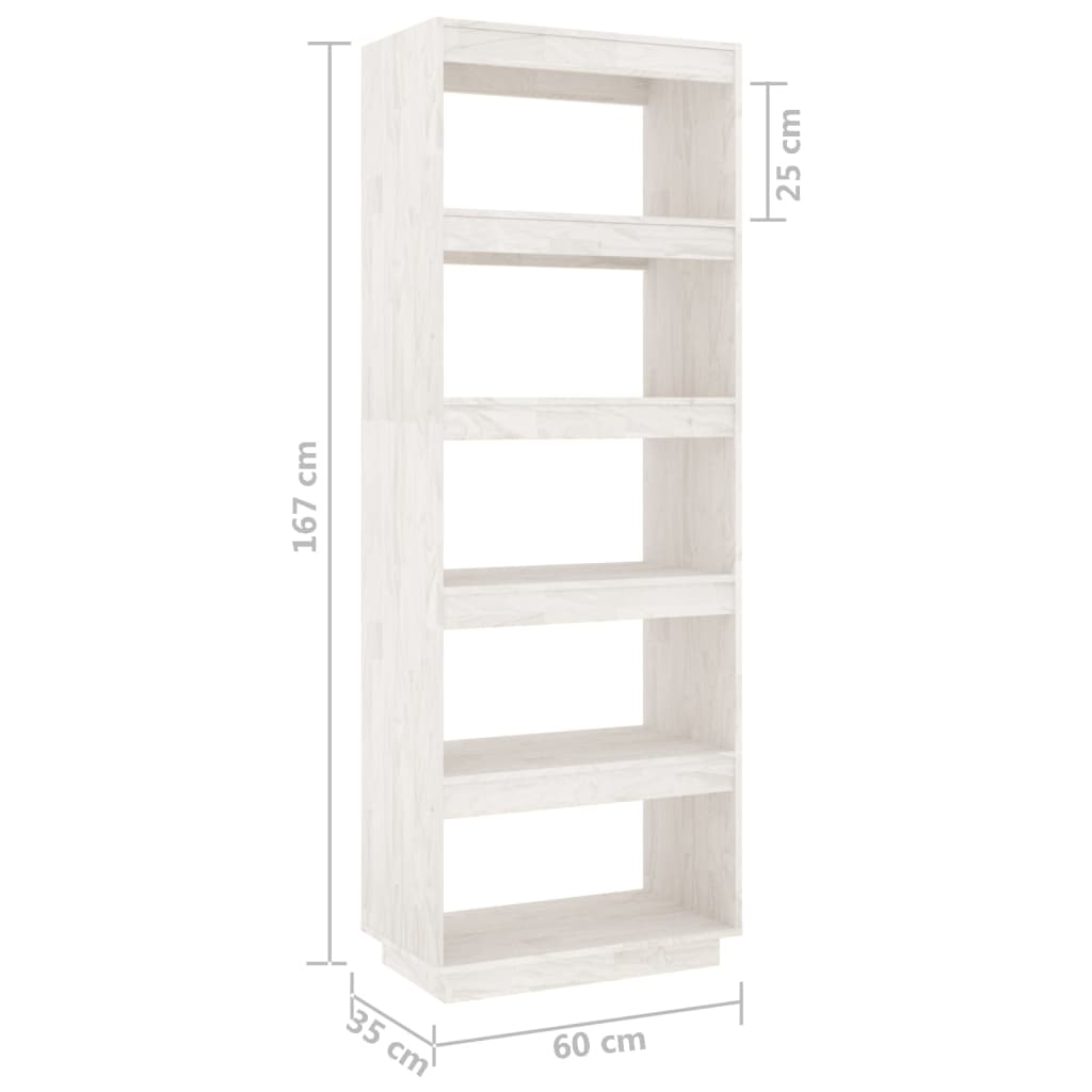 Boekenkast/Kamerscherm Massief Grenenhout 60 x 35 x 167 cm Wit