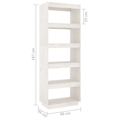 Boekenkast/Kamerscherm Massief Grenenhout 60 x 35 x 167 cm Wit