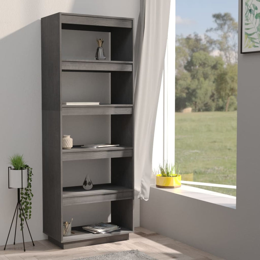 Boekenkast/kamerscherm 60x35x167 cm massief grenenhout grijs 60 x 35 x 167 cm Grijs