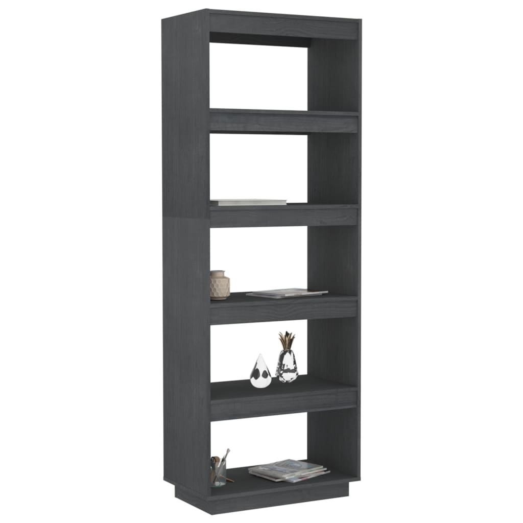 Boekenkast/kamerscherm 60x35x167 cm massief grenenhout grijs 60 x 35 x 167 cm Grijs