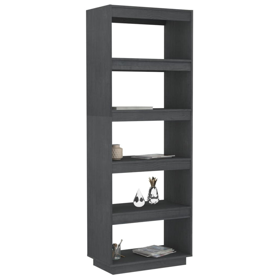 Boekenkast/kamerscherm 60x35x167 cm massief grenenhout grijs 60 x 35 x 167 cm Grijs