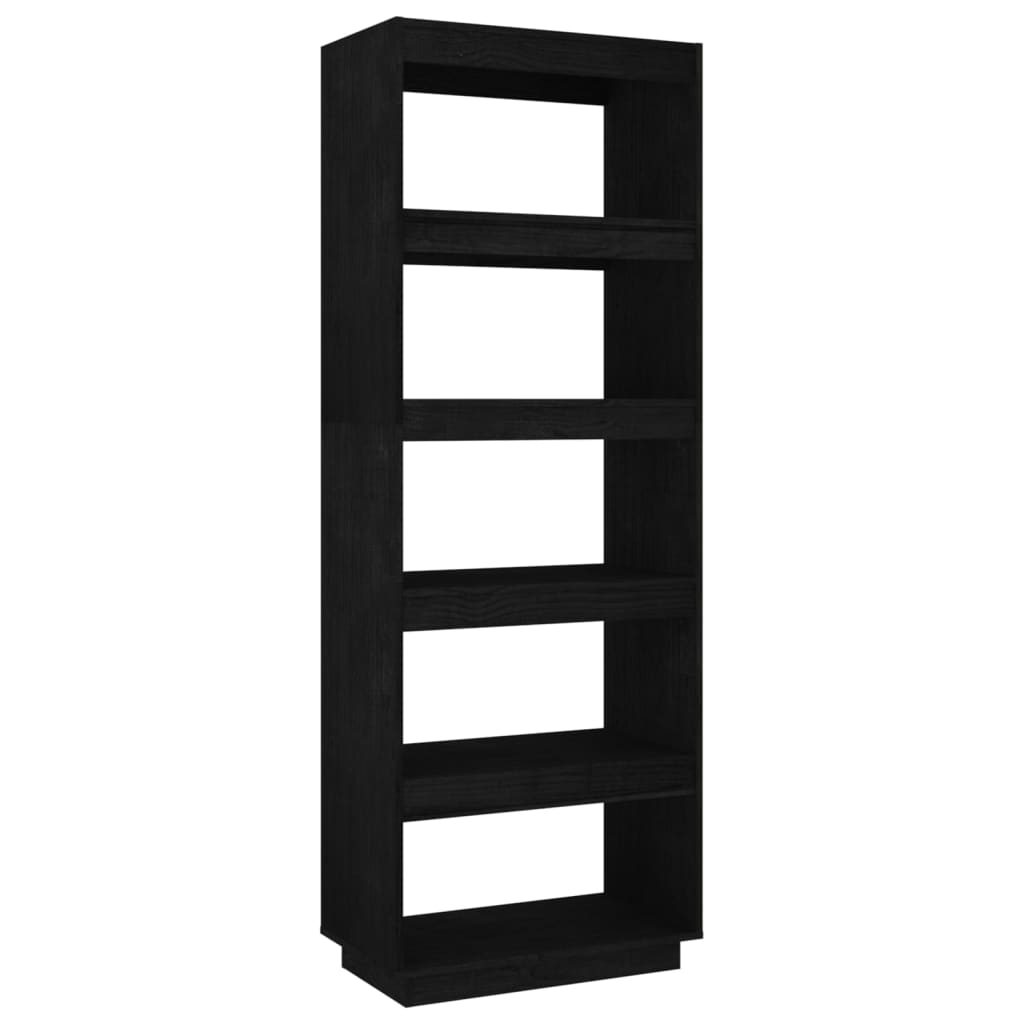 Boekenkast/kamerscherm 60x35x167 cm massief grenenhout zwart 60 x 35 x 167 cm Zwart