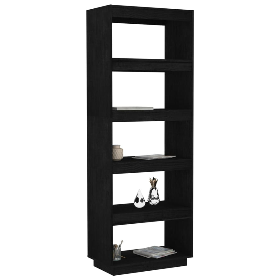 Boekenkast/kamerscherm 60x35x167 cm massief grenenhout zwart 60 x 35 x 167 cm Zwart