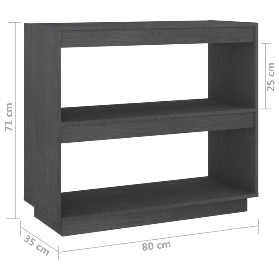 Boekenkast Massief Grenenhout 80 x 35 x 71 cm Grijs