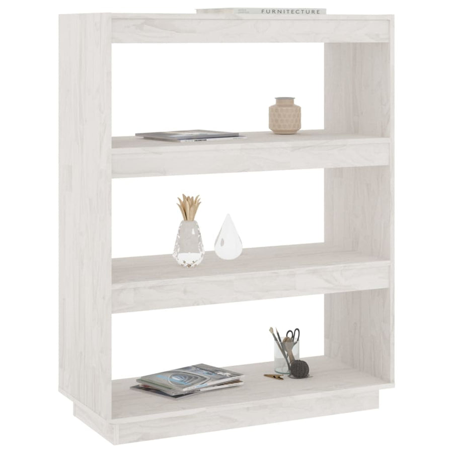 Boekenkast/kamerscherm 80x35x103 cm massief grenenhout wit 80 x 35 x 103 cm Wit