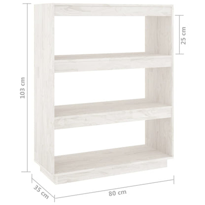 Boekenkast/kamerscherm 80x35x103 cm massief grenenhout wit 80 x 35 x 103 cm Wit