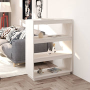 Boekenkast kamerscherm 80x35x103 cm massief grenenhout wit