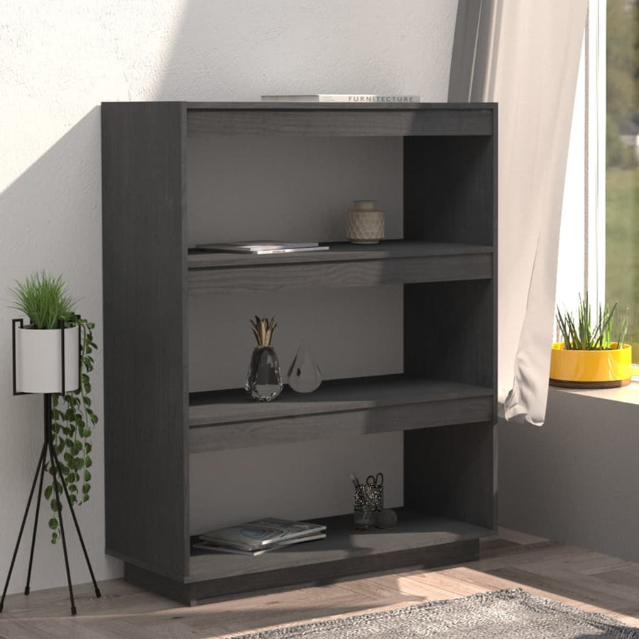 Boekenkast/kamerscherm 80x35x103 cm massief grenenhout grijs 80 x 35 x 103 cm Grijs
