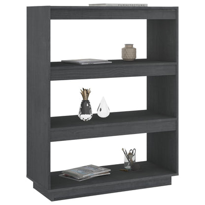 Boekenkast/kamerscherm 80x35x103 cm massief grenenhout grijs 80 x 35 x 103 cm Grijs