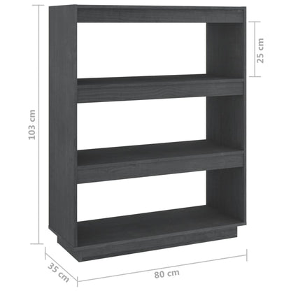 Boekenkast/kamerscherm 80x35x103 cm massief grenenhout grijs 80 x 35 x 103 cm Grijs