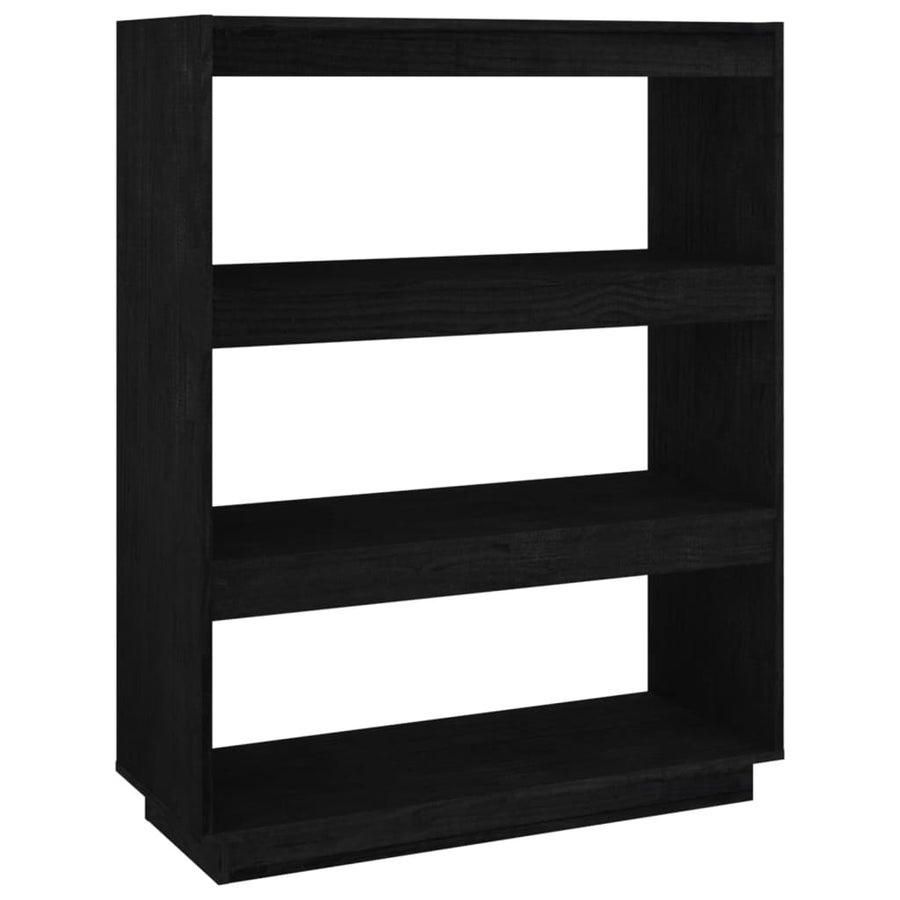 Boekenkast/kamerscherm 80x35x103 cm massief grenenhout zwart 80 x 35 x 103 cm Zwart