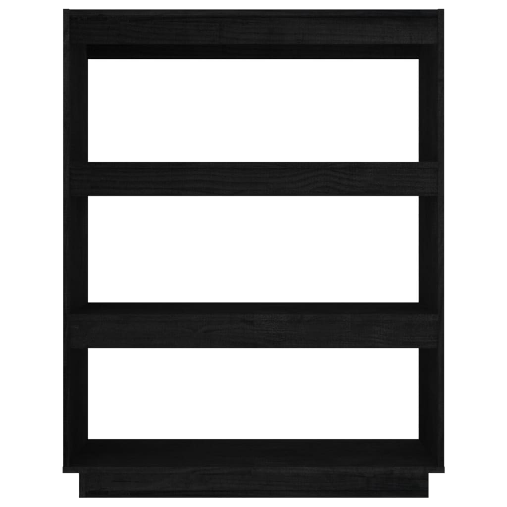 Boekenkast/kamerscherm 80x35x103 cm massief grenenhout zwart 80 x 35 x 103 cm Zwart
