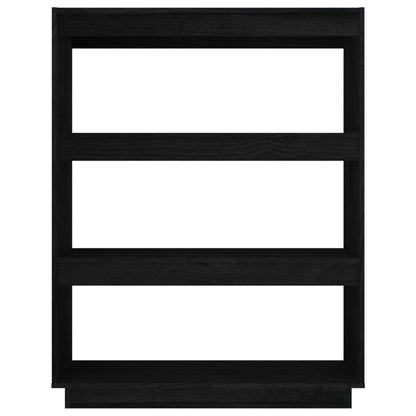 Boekenkast/kamerscherm 80x35x103 cm massief grenenhout zwart 80 x 35 x 103 cm Zwart