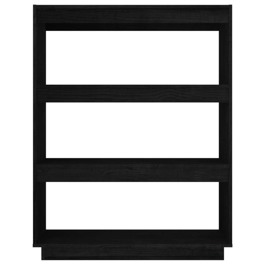 Boekenkast/kamerscherm 80x35x103 cm massief grenenhout zwart 80 x 35 x 103 cm Zwart