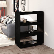 Boekenkast kamerscherm 80x35x103 cm massief grenenhout zwart