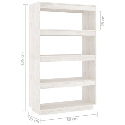 Boekenkast/Kamerscherm Massief Grenenhout 80 x 35 x 135 cm Wit
