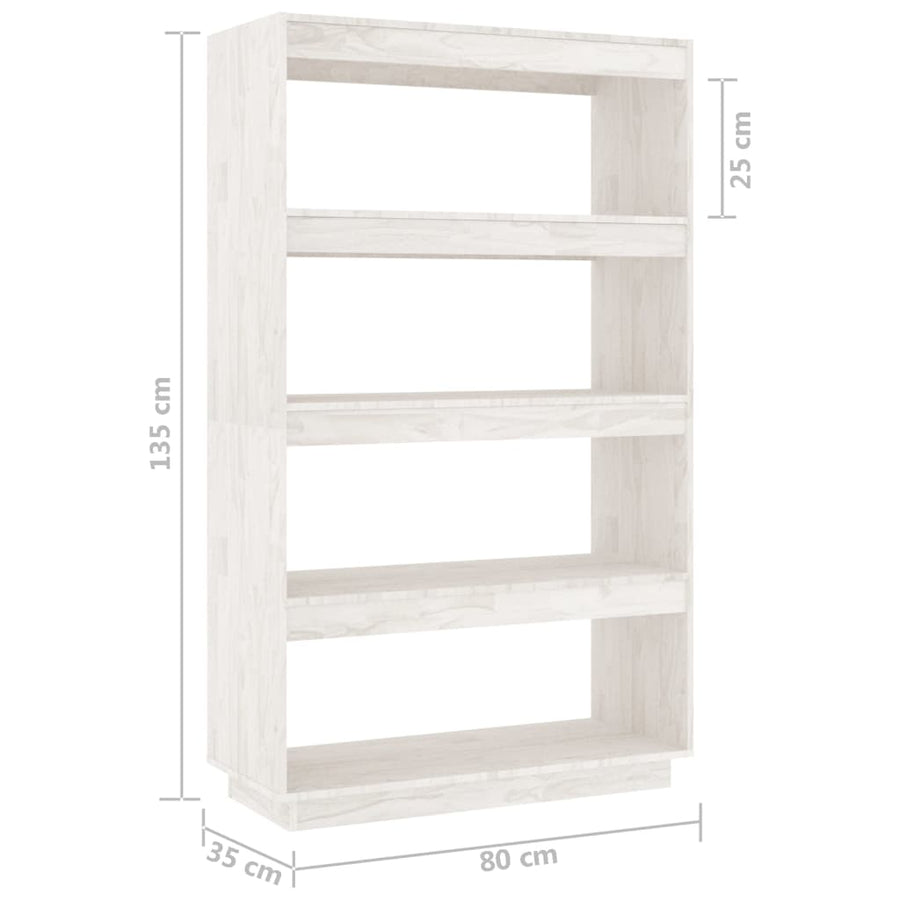 Boekenkast/Kamerscherm Massief Grenenhout 80 x 35 x 135 cm Wit