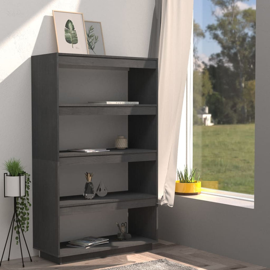 Boekenkast/kamerscherm 80x35x135 cm massief grenenhout grijs 80 x 35 x 135 cm Grijs