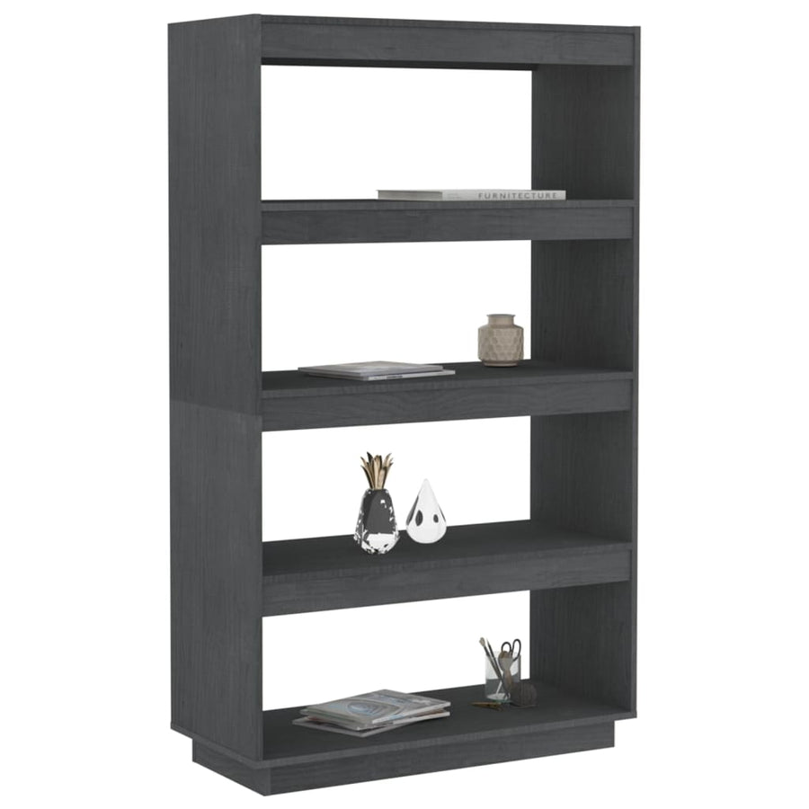 Boekenkast/kamerscherm 80x35x135 cm massief grenenhout grijs 80 x 35 x 135 cm Grijs