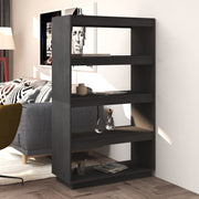 Boekenkast kamerscherm 80x35x135 cm massief grenenhout grijs