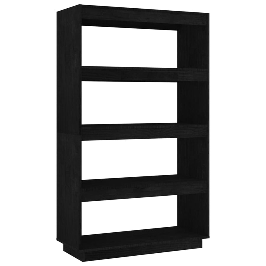 Boekenkast/kamerscherm 80x35x135 cm massief grenenhout zwart 80 x 35 x 135 cm Zwart