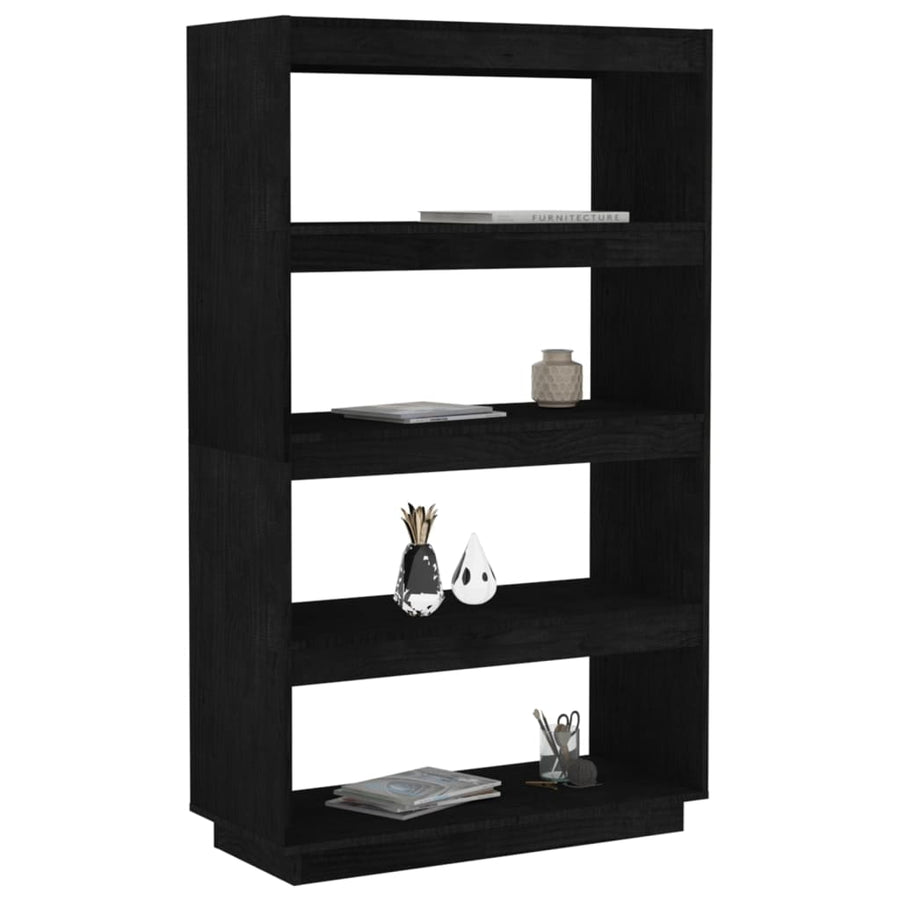 Boekenkast/kamerscherm 80x35x135 cm massief grenenhout zwart 80 x 35 x 135 cm Zwart