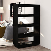 Boekenkast kamerscherm 80x35x135 cm massief grenenhout zwart