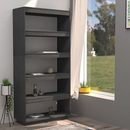 Boekenkast/kamerscherm 80x35x167 cm massief grenenhout grijs 80 x 35 x 167 cm Grijs