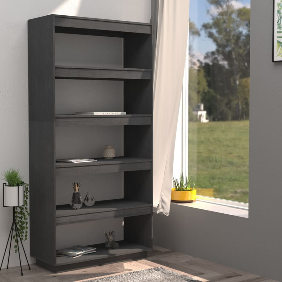 Boekenkast/kamerscherm 80x35x167 cm massief grenenhout grijs 80 x 35 x 167 cm Grijs