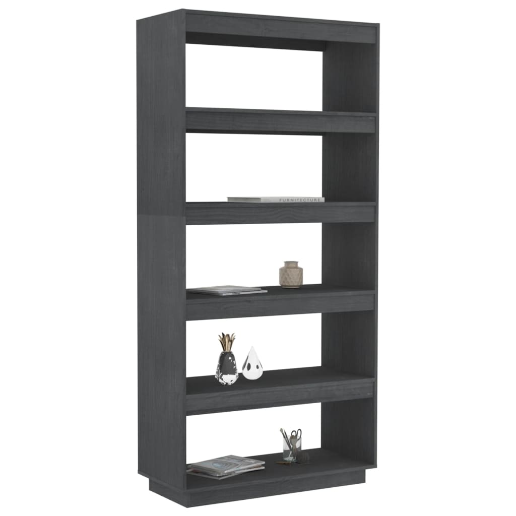 Boekenkast/kamerscherm 80x35x167 cm massief grenenhout grijs 80 x 35 x 167 cm Grijs