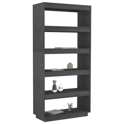 Boekenkast/kamerscherm 80x35x167 cm massief grenenhout grijs 80 x 35 x 167 cm Grijs