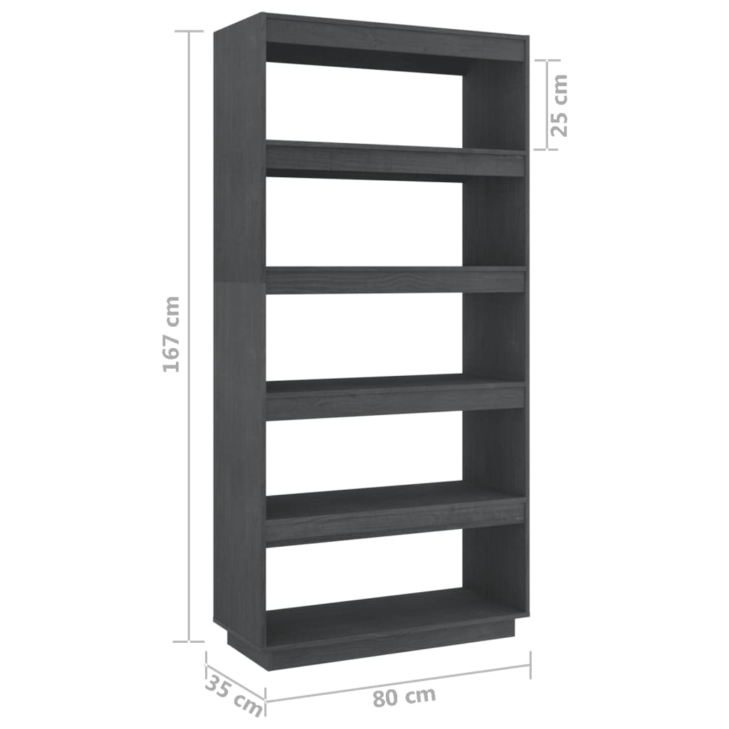 Boekenkast/kamerscherm 80x35x167 cm massief grenenhout grijs 80 x 35 x 167 cm Grijs