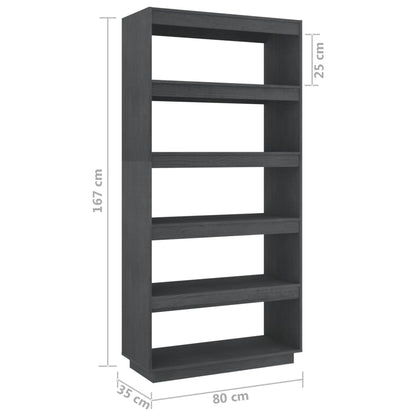 Boekenkast/kamerscherm 80x35x167 cm massief grenenhout grijs 80 x 35 x 167 cm Grijs