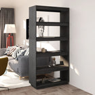 Boekenkast kamerscherm 80x35x167 cm massief grenenhout grijs