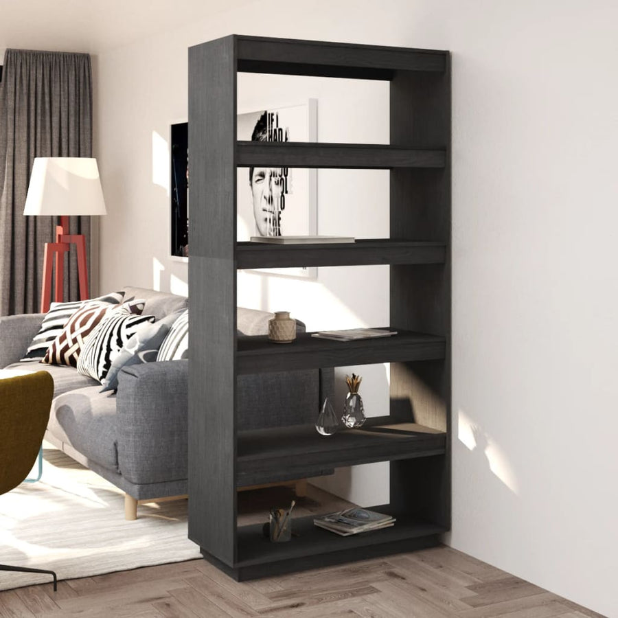 Boekenkast/kamerscherm 80x35x167 cm massief grenenhout grijs 80 x 35 x 167 cm Grijs