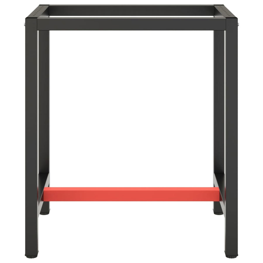 Werkbankframe Metaal Matzwart En Matrood 70 x 50 x 79 cm Met 1 stang