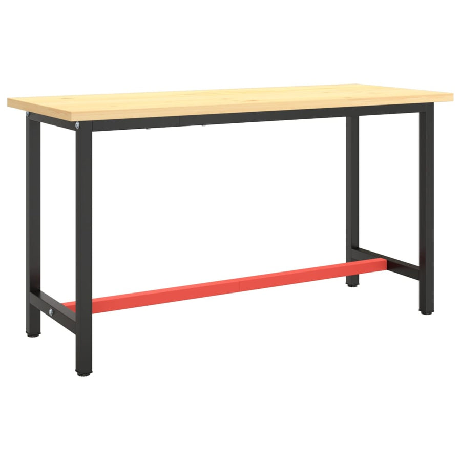 Werkbankframe Metaal Matzwart En Matrood 140 x 50 x 79 cm Met 1 stang