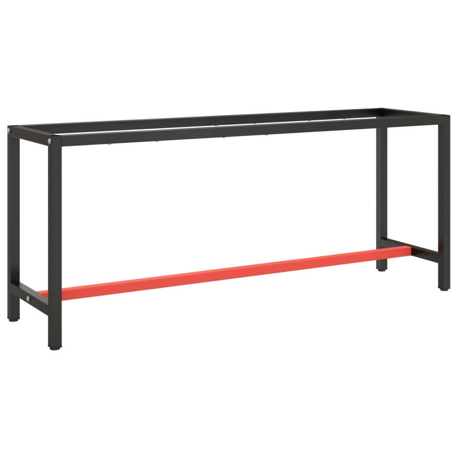 Werkbankframe Metaal Matzwart En Matrood 190 x 50 x 79 cm Met 1 stang