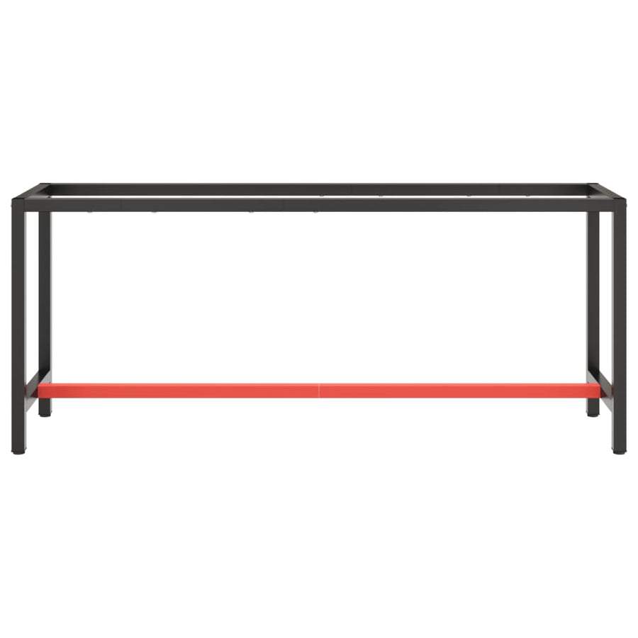 Werkbankframe Metaal Matzwart En Matrood 190 x 50 x 79 cm Met 1 stang